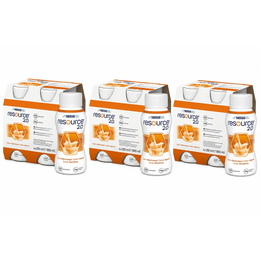 Resource 2.0, supplément nutritionnel, saveur abricot, 12x200 ml