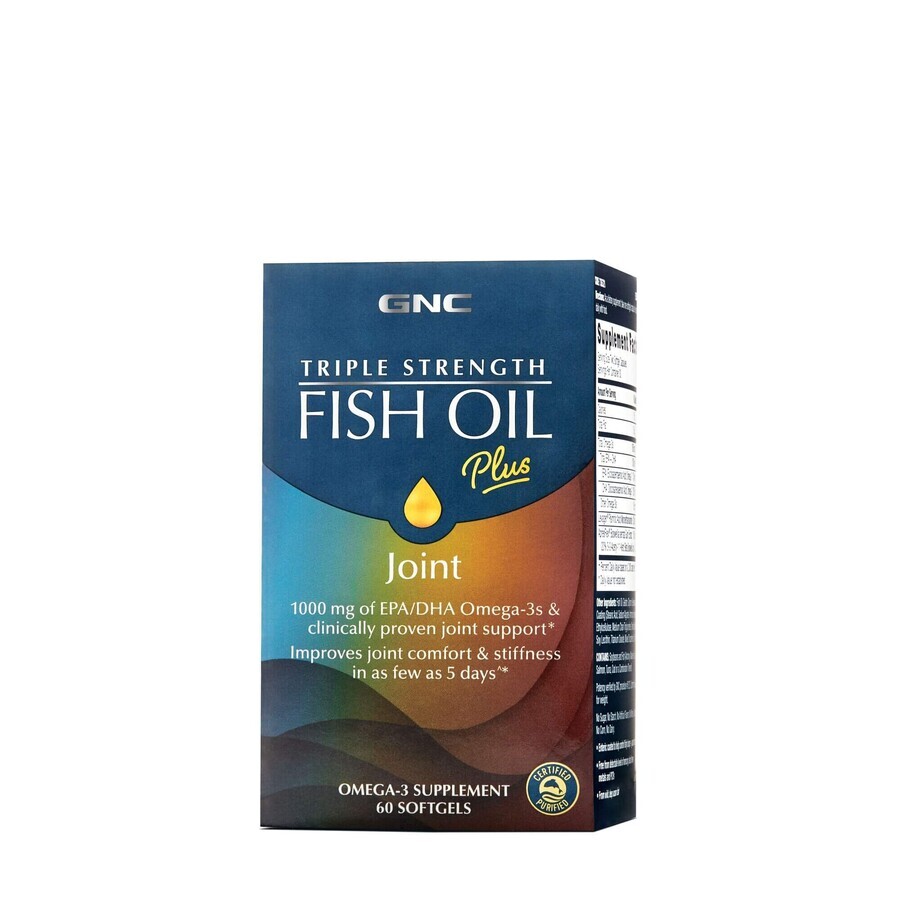 Gnc Triple Strength Fish Oil Plus Joint, Aceite de pescado con apoyo articular, 60 Cps