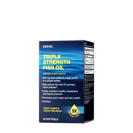 Gnc Triple Strength Fish Oil, Huile de poisson, 60 Cps