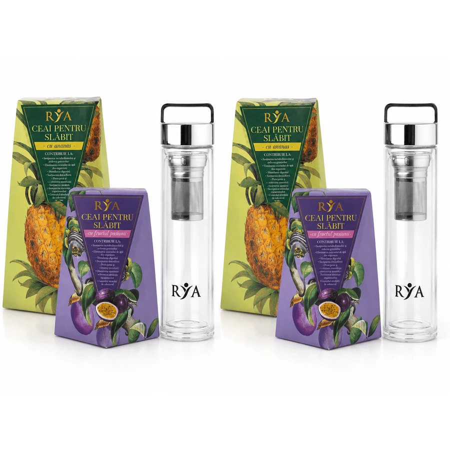 2 Paquetes de 2 cajas de té para el control del peso + infusor de doble pared