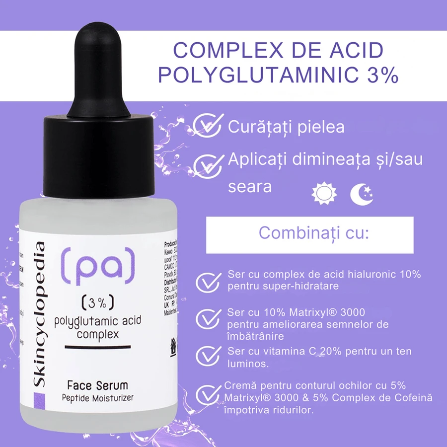 Hydraterend serum met 3% PA-polyglutaminezuurcomplex, 2 x 30 ml, Skincyclopedia
