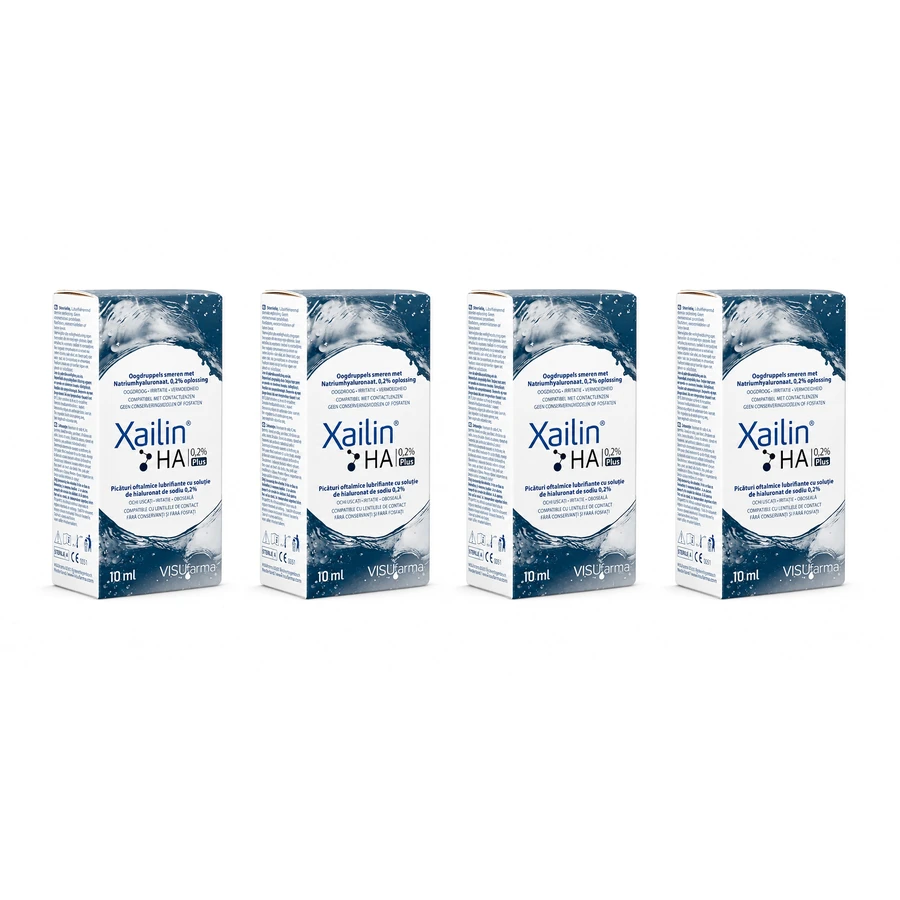 Xailin HA 0,2 % Plus Augentropfen, 4 × 10 ml, Visufarma