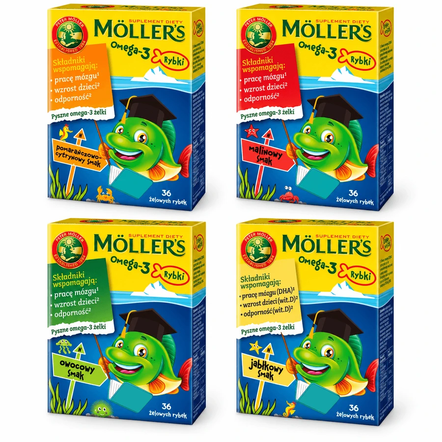 Möller's 4x36 Gummy Fish met omega-3, diverse smaken