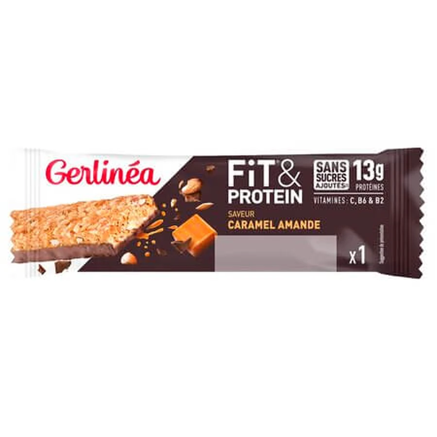 Barretta proteica Fit & Protein al caramello e mandorle, 45 g, Gerlinea