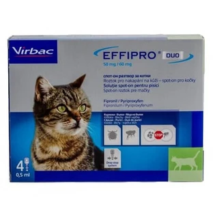 Effipro Duo: tratamiento contra pulgas y garrapatas para gatos, 4 pipetas, Virbac