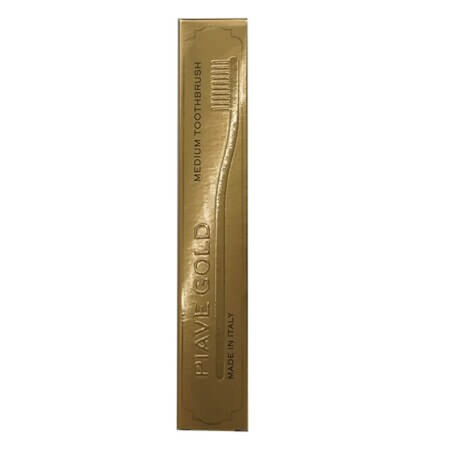 Klassieke tandenborstel met goudkleurig handvat, 1 stuk, Piave