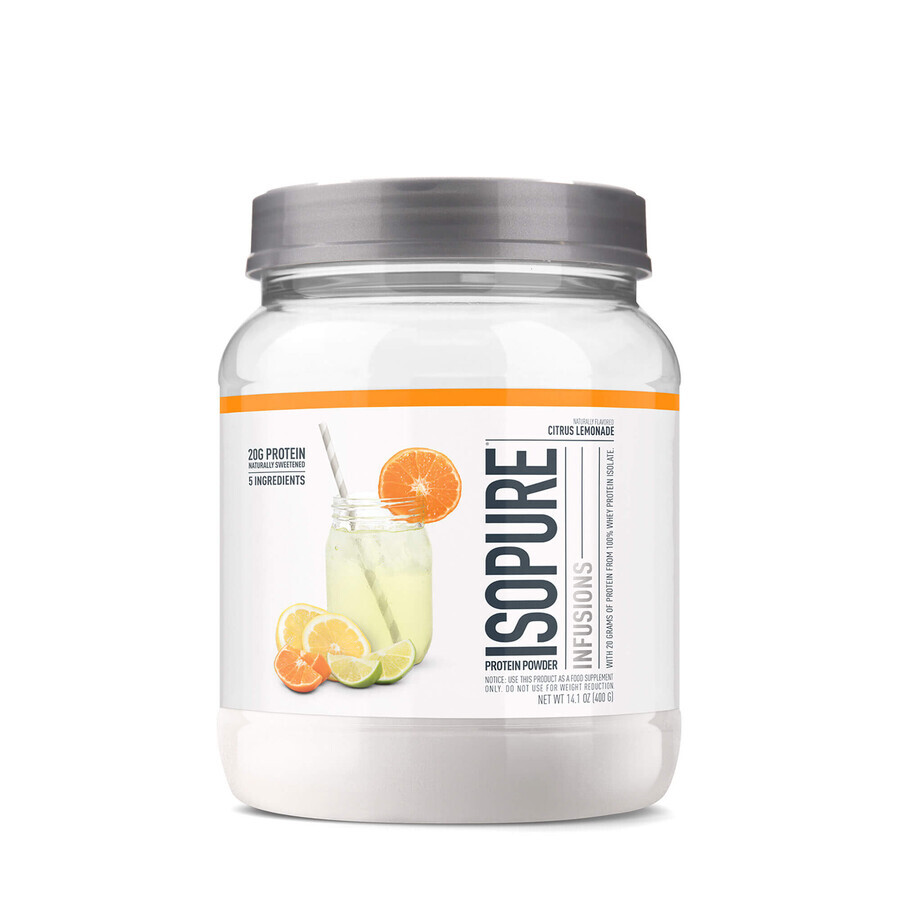 Isopure Infusions, Proteína de suero de leche aislada, sabor cítrico, 400 G