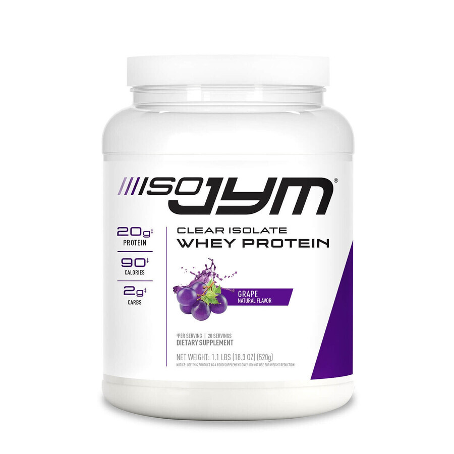 Jym Iso Jym Clear Isolate Whey Protein, Proteina Izolata Din Zer Cu Aroma Naturala De Struguri, 520 G