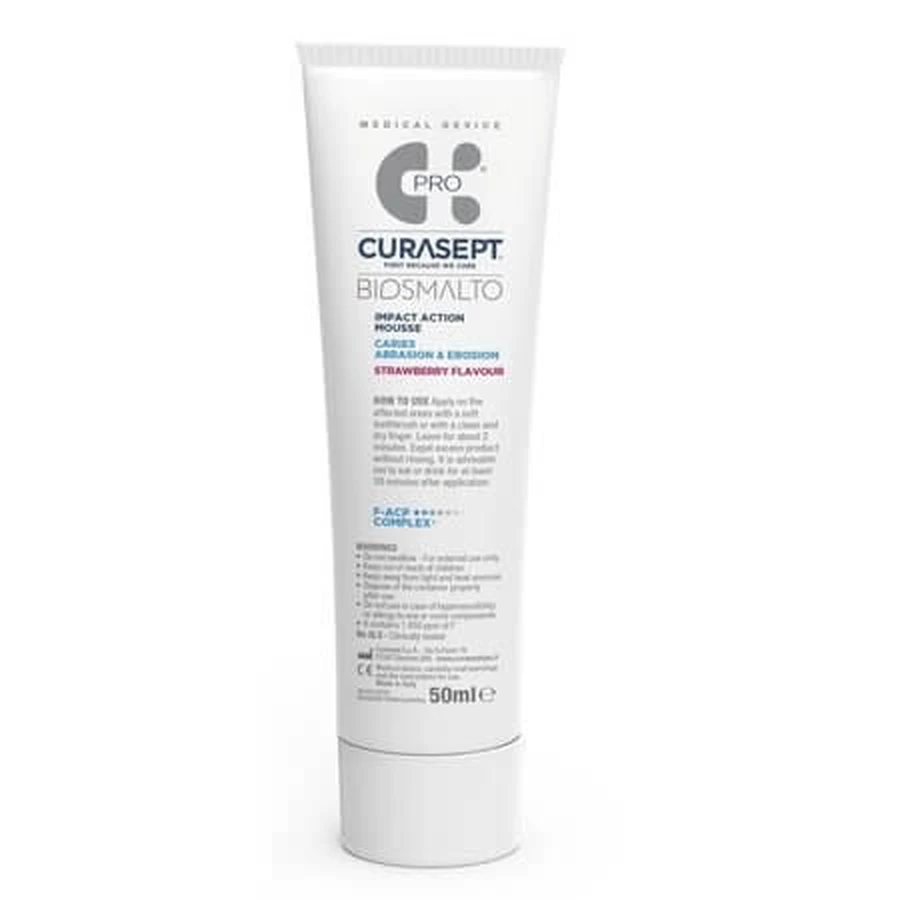Biosmalto Mousse Remineralisierende Zahnpasta, 50 ml, Curasept