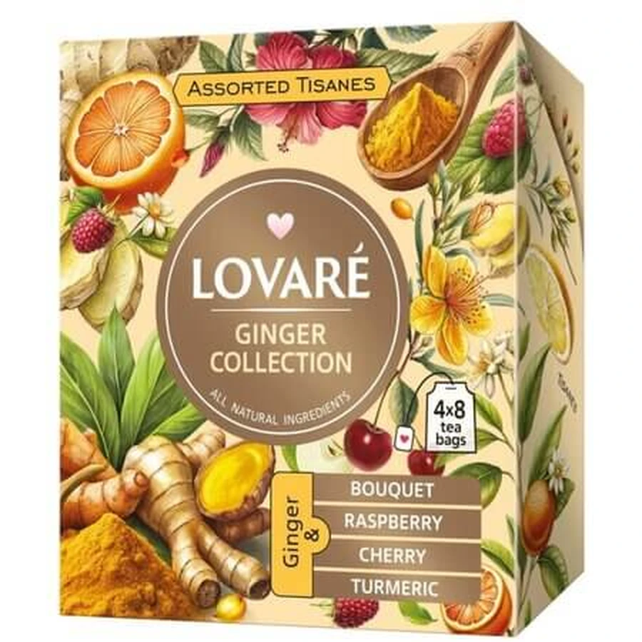 Surtido de infusiones de la colección Ginger, 32 bolsitas de 1,8 g, Lovare