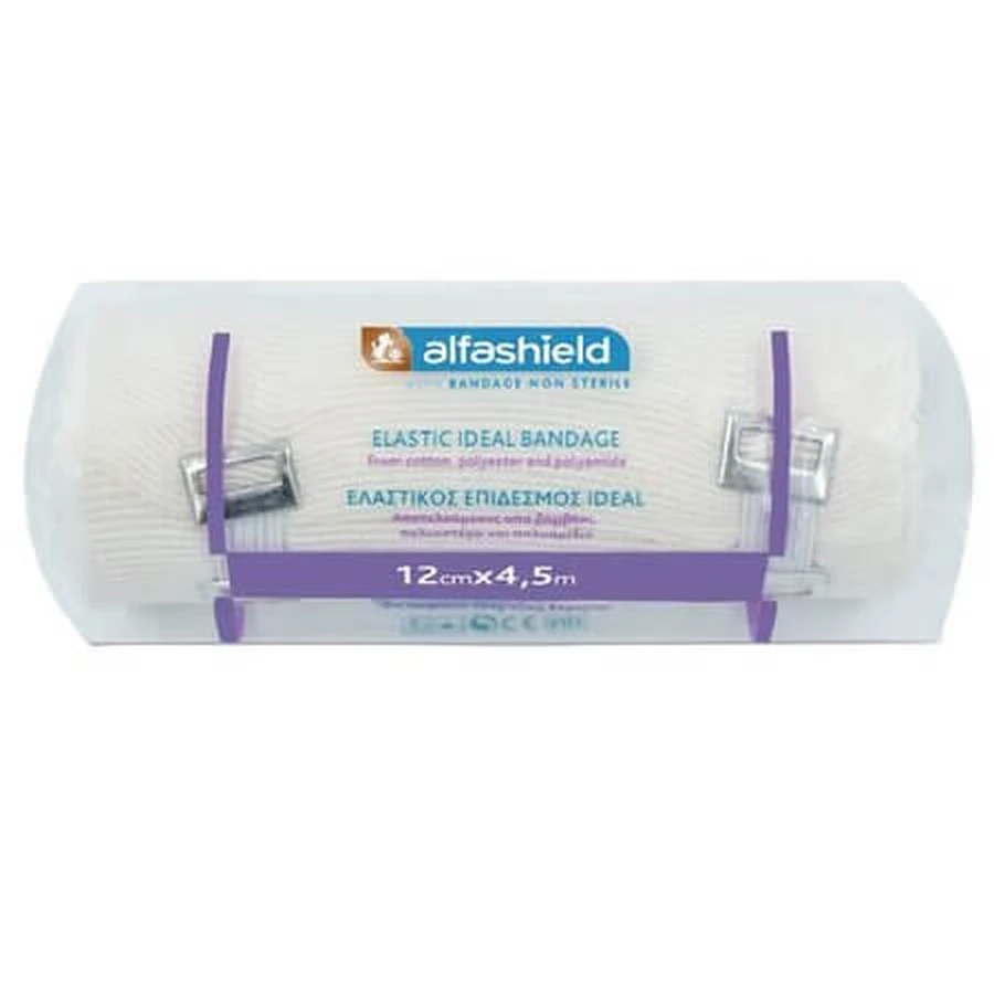 Elastische Bandage, 12 cm x 4,5 m, 1 Stück, Alfashield