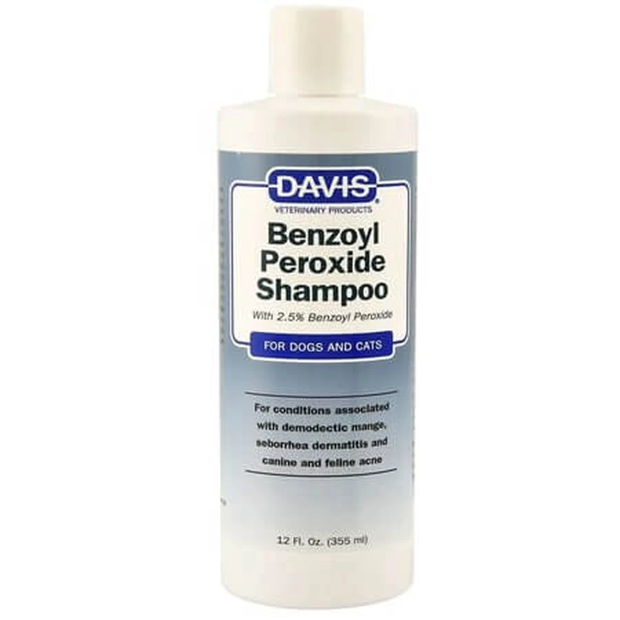 Shampoo con perossido di benzoile al 2,5% per cani e gatti, 355 ml, Davis