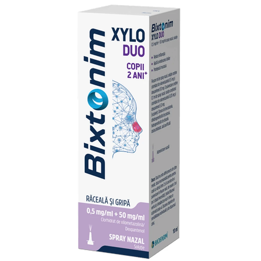 Bixtonim Xylo Duo para niños, 0,5 mg/ml + 50 mg/ml, spray nasal, solución, 10,5 ml, Biofarm