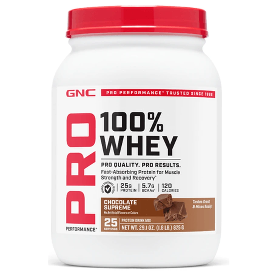 Poudre de protéines de lactosérum Pro Performance au goût de chocolat, 825 g, GNC