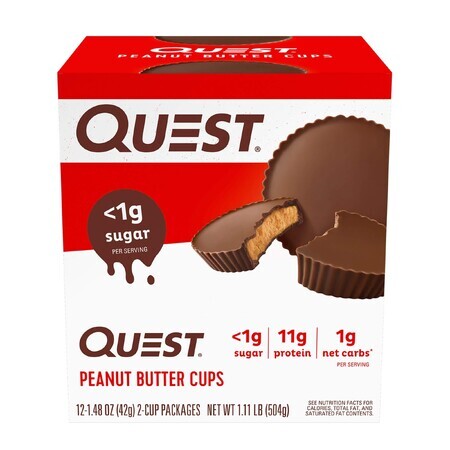 Quest Peanut Butter Cups, Barrita de Proteínas, Sabor Mantequilla de Cacahuete, 42 G