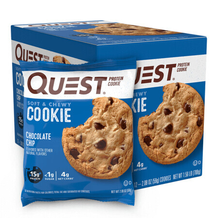 Quest Protein Cookie, Galleta proteica, Sabor Chocolate Chip, 59g