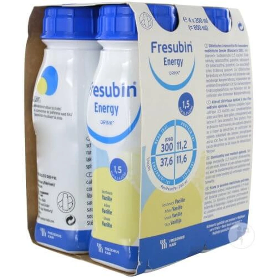 Fresubin Energy Drink Vainilla, 4 botellas de 200 ml