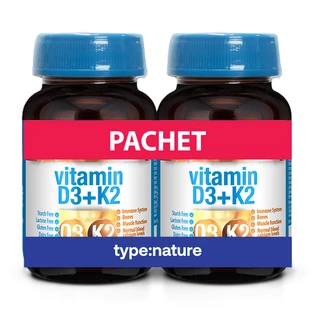 Lot de vitamines D3 + K2, 60 comprimés + 60 comprimés, Naturmil