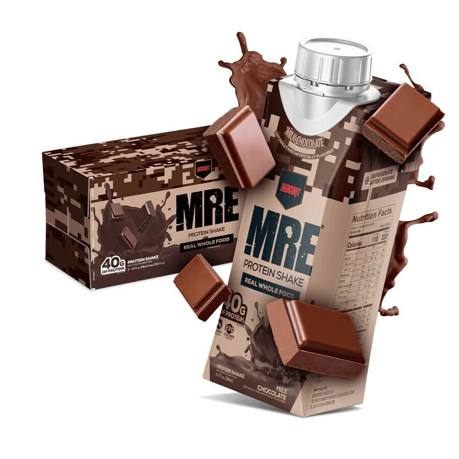 Redcone1 Mre Frullato proteico, frullato di proteine ​​alimentari integrali al gusto di cioccolato al latte, 500 ml