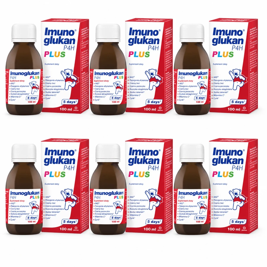 Imunoglukan P4H Plus, jarabe para niños mayores de 3 años y adultos, 6x100 ml