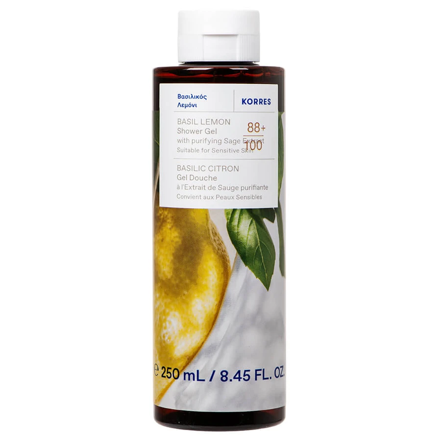 Gel de ducha de albahaca y limón de Korres, 250 ml