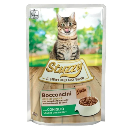 STUZZY Chunks, Conejo, Comida húmeda para gatos en bolsita (en gelatina), 85 g