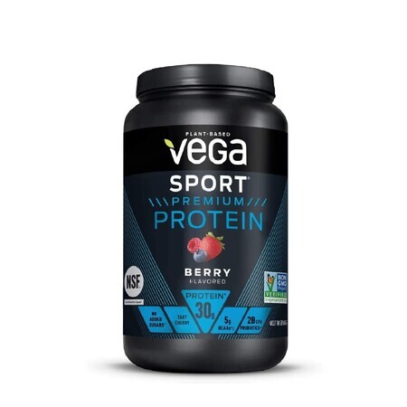 Vega Sport Premium Protein, Proteína Vegetal, Sabor Bayas, 801 G