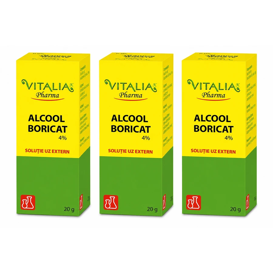 Alcool Boricat 4%, 3x20 g, Vitalia