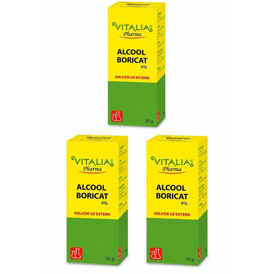 Alcool Boricat 4%, 3x20 g, Vitalia