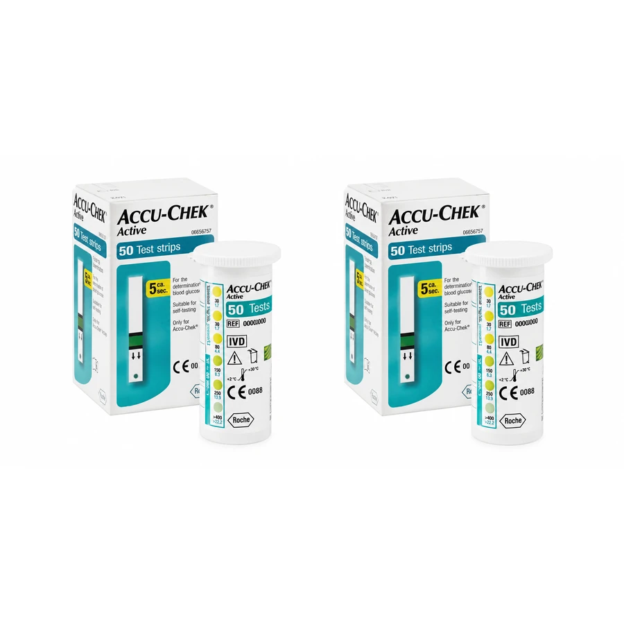 Benzi de testare Accu-Chek Active pentru glicemie, 2x50 bucăți, Roche