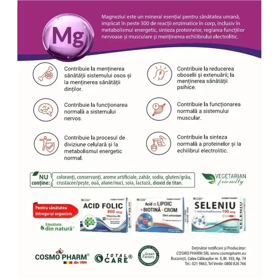 Magneziu Bisglicinat, 2x30 capsule, Cosmopharm