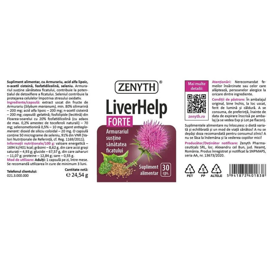 LiverHelp Forte 700 mg, 2x30 capsules, Zenyth