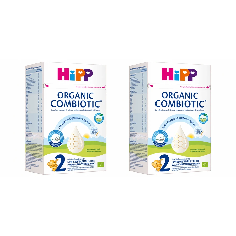 Lapte praf formulă de continuare Organic Combiotic 2, +6 luni, 4x800 gr, Hipp 