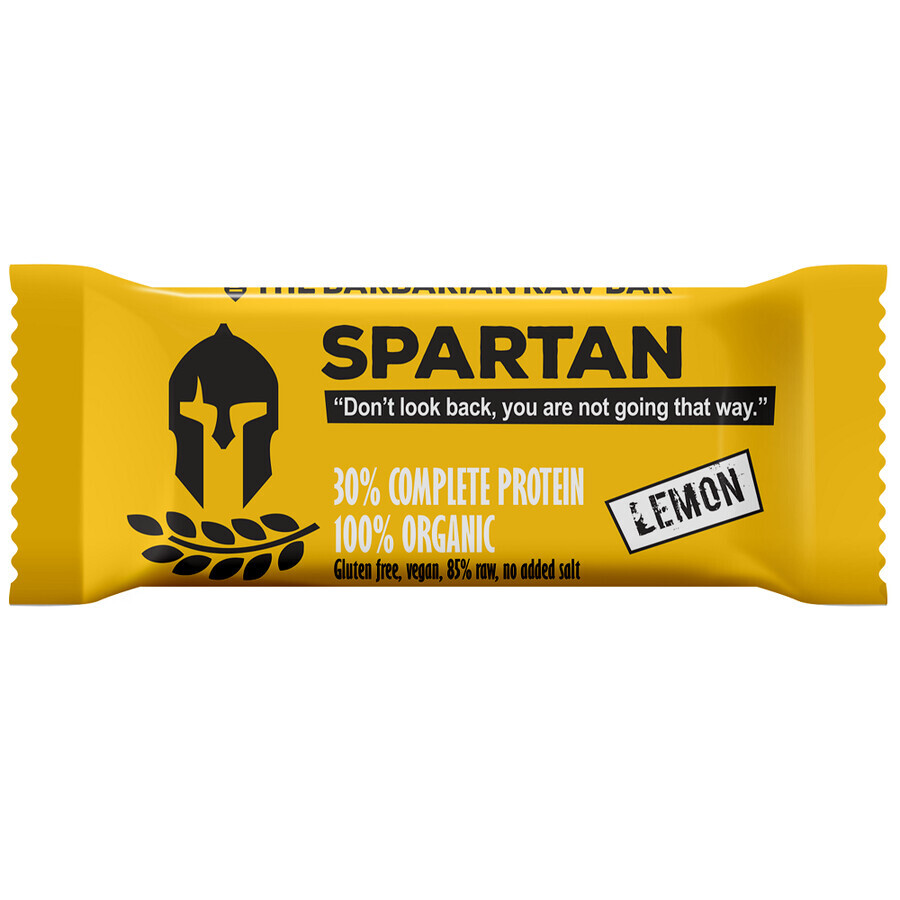 Barrita proteica ecológica con limón Spartan, 50 gr, The Barbarian