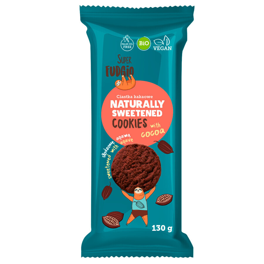 Organic biscuits with agave and cocoa, 130 g, Super Fudgio