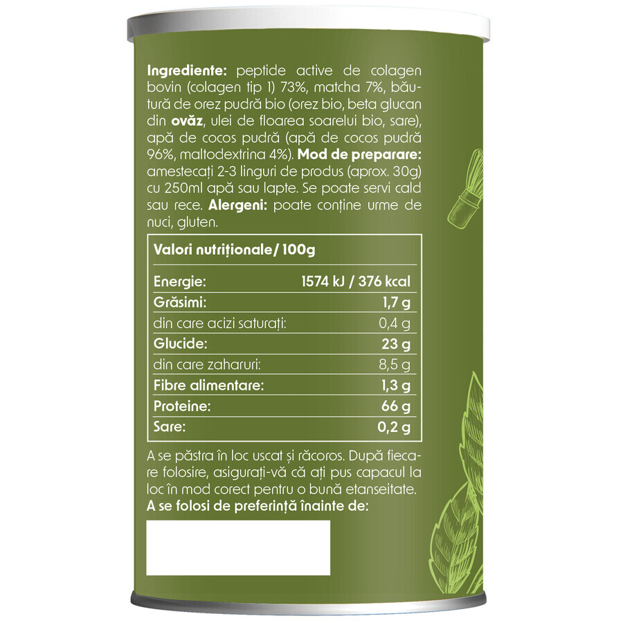 Batido de colágeno con matcha, 300 g, Obio