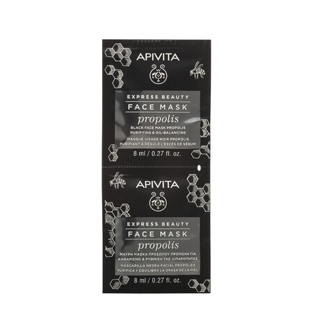 Masca faciala cu actiune purifianta si extract din propolis Express Beauty, 2 x 8 ml, Apivita