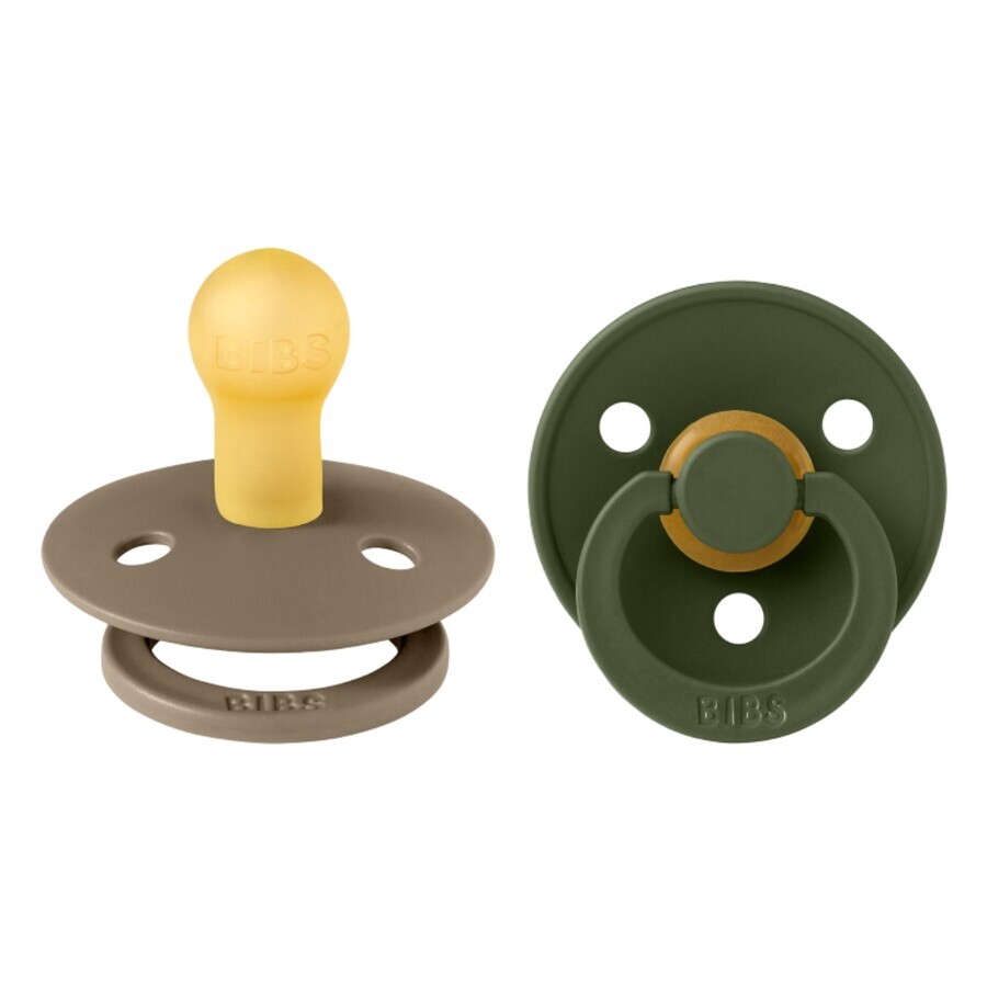 Lot de 2 sucettes rondes en latex coloré, +0 mois, Hunter Green - Dark Oak, Bavoirs