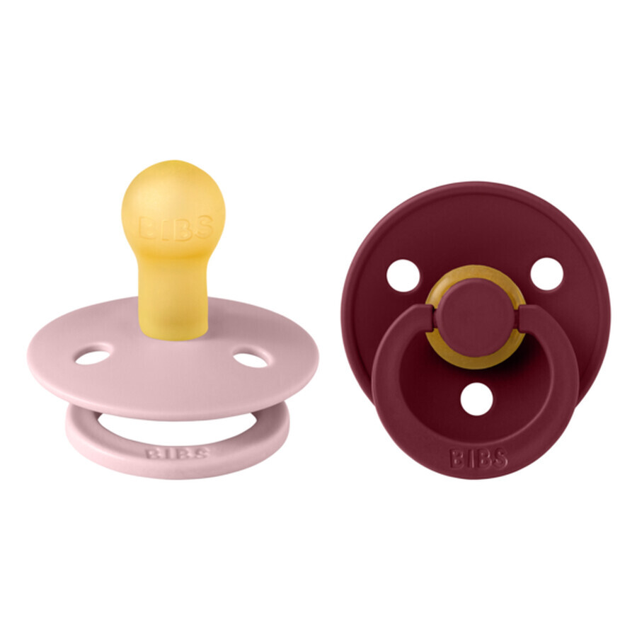 Set 2 suzete cu tetina rotunda Colour Latex, +0 luni, Lake Pink Plum - Elderberry, Bibs