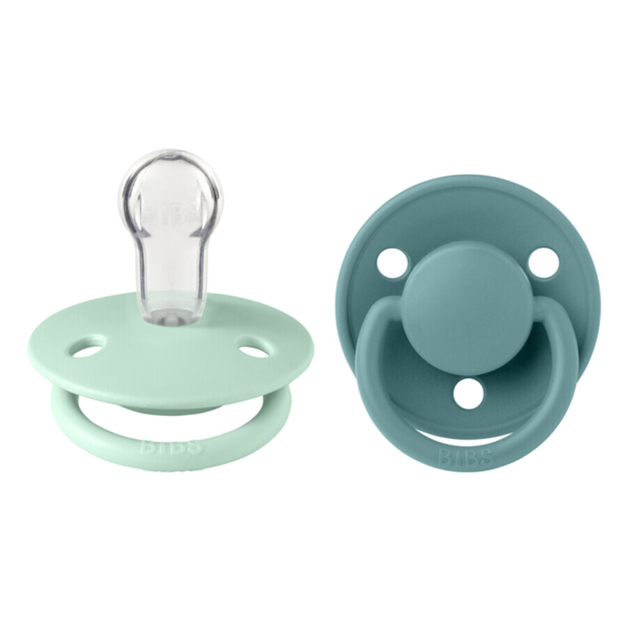 Set 2 ciucci con tettarella rotonda universale in silicone De Lux, 0-3 anni, Nordic Mint - Isola Mare, Bavaglini