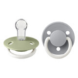 Set 2 ciucci fosforescenti con tettarella rotonda universale in silicone De Lux Glow, 0 - 3 anni, Salvia - Nuvola, Bavaglini