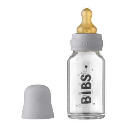 Komplettes Set aus Glasflasche, 110 ml, Cloud, Lätzchen