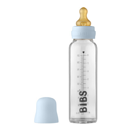 Complete set met fles, 225 ml, Baby Blue, Slabbetjes