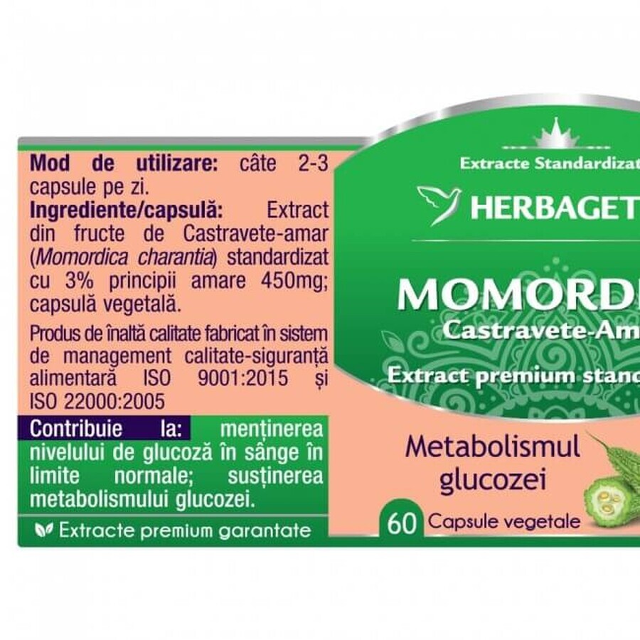 Estratto di cetriolo amaro Momordica, 120 capsule, Herbagetica