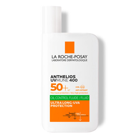 La Roche-Posay Anthelios Fluido Solar SPF 50+ para Rostro UVmune 400 Oil Control, SPF 50+, 50 ml