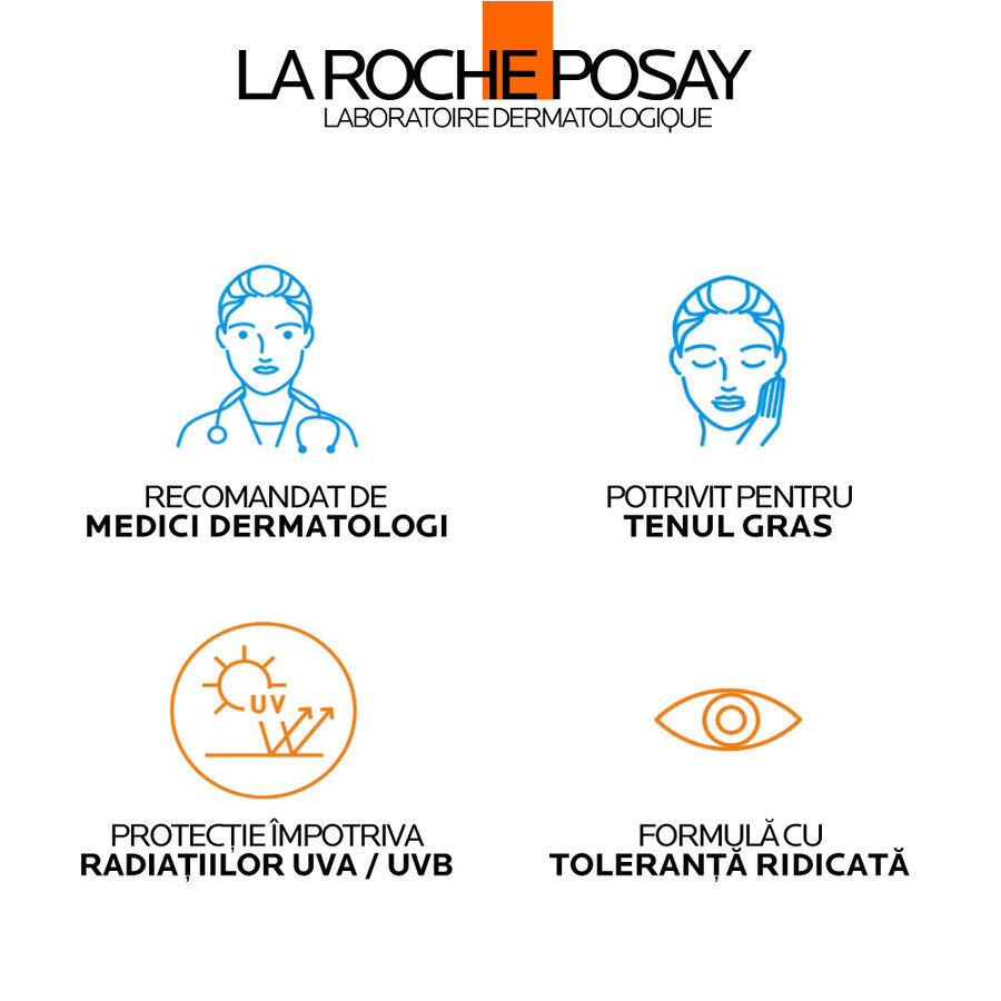 La Roche-Posay Anthelios fluid cu protectie solara SPF 50+ pentru fata UVmune 400 Oil Control, SPF 50+, 50 ml