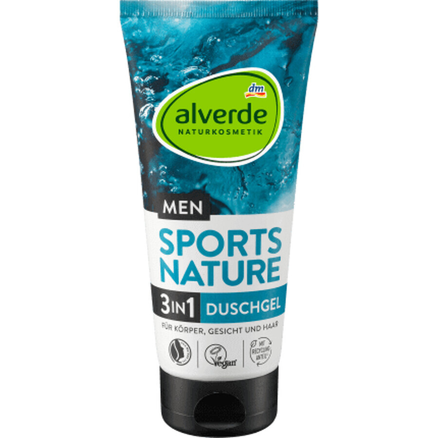 Alverde Naturkosmetik MEN Gel doccia sportivo 3 in 1, 200 ml