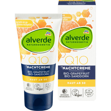 Alverde Naturkosmetik Q10 Crema notte pompelmo ECO & olivello spinoso ECO, 50 ml