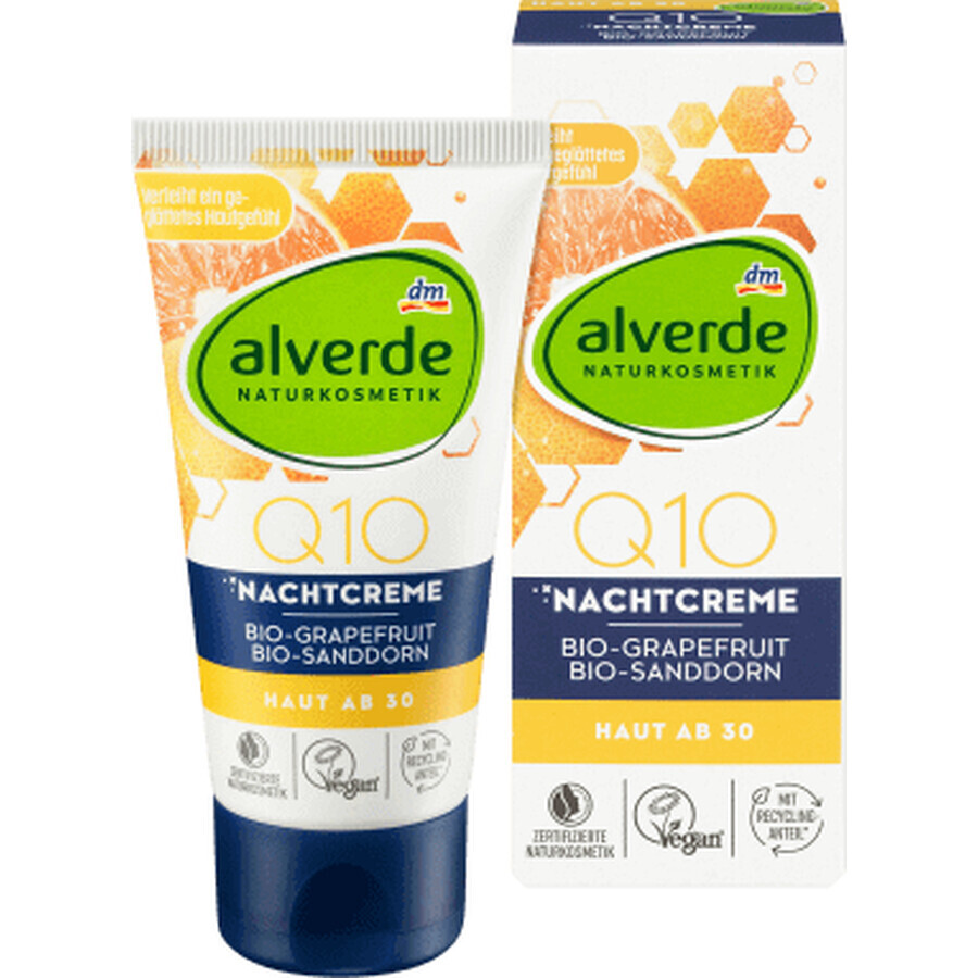 Alverde Naturkosmetik Q10 Cremă de noapte grapefruit ECO & cătină ECO, 50 ml