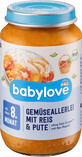 Babylove verduras con arroz y pavo 8+ ECO, 220 g